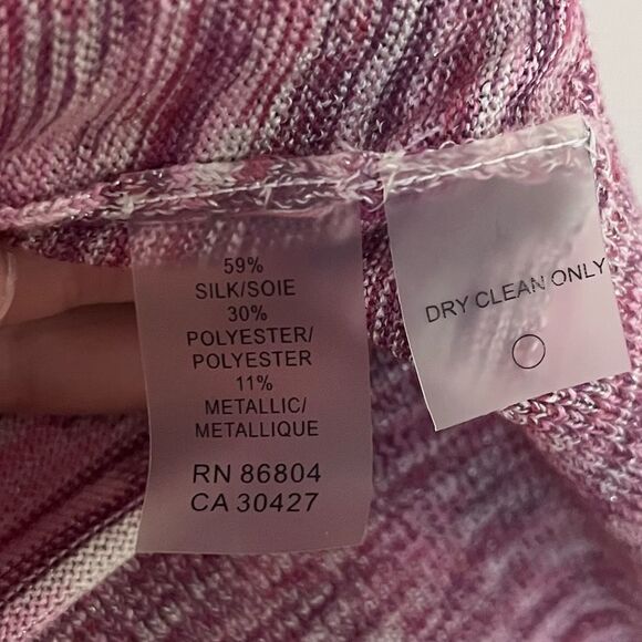 MAGASCHONI Silk Blend Purple Pink Ruffle Collar Button Down Cardigan - Picture 5 of 7